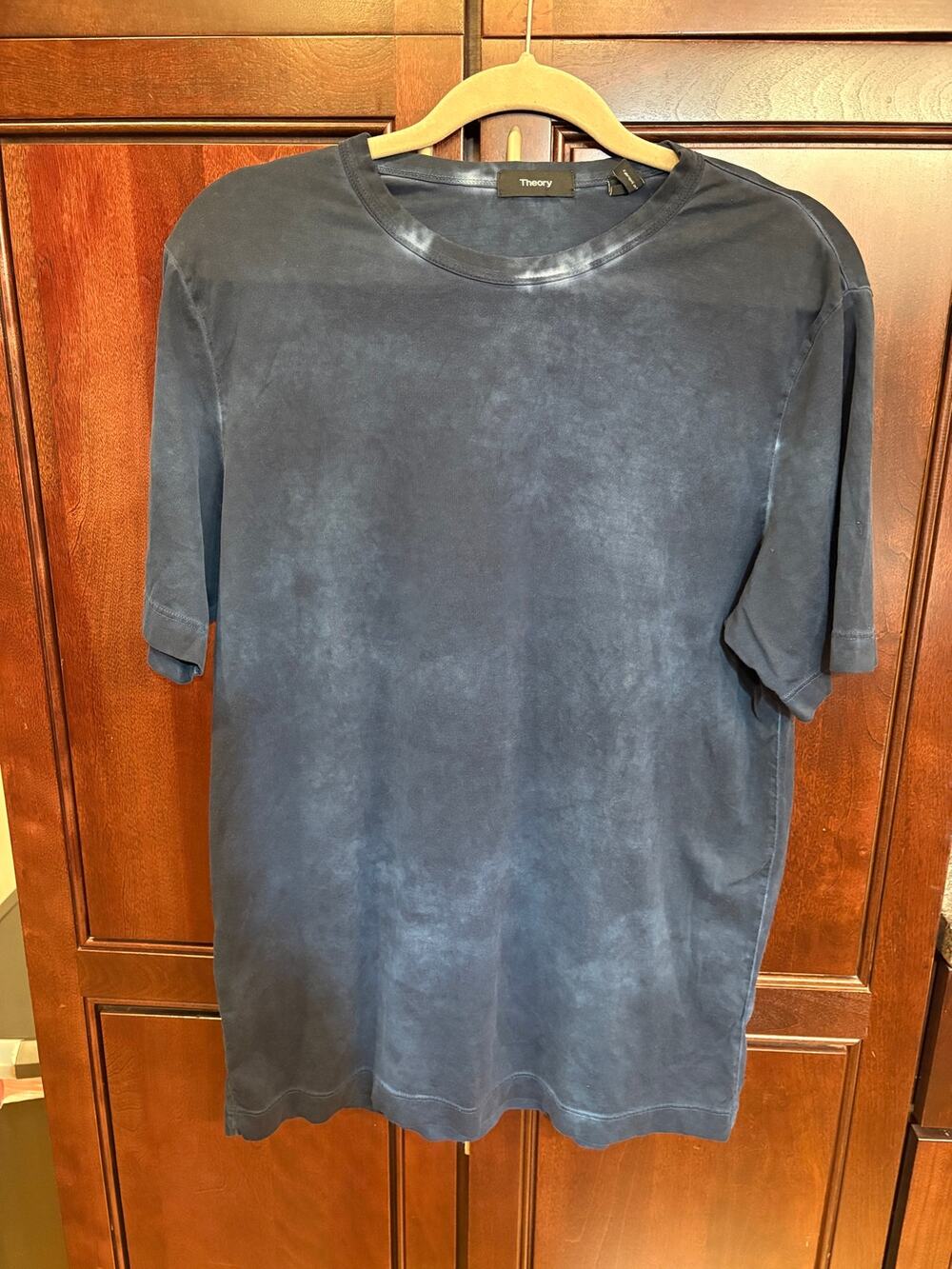 Theory Mens Acid Wash Pima Cotton Black Crew T-shirt Size M
